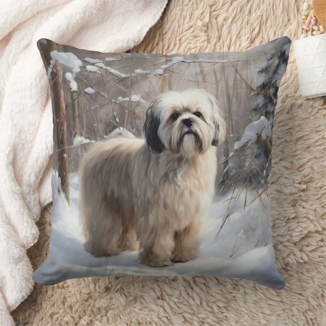 Almofada Lhasa Apso Deixe Nevar Natal (Cobertor)