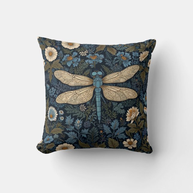 Almofada Libélula azul vintage (Frente)
