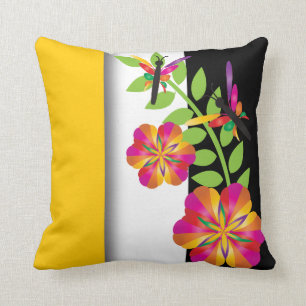 Almofada Libélula colorida floral do art deco