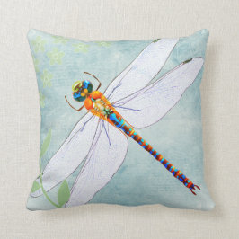 Almofada Libélula do vintage no fundo floral desvanecido