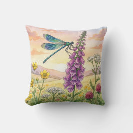 Almofada Libélula Fofa e Flores Pequenos Insetos