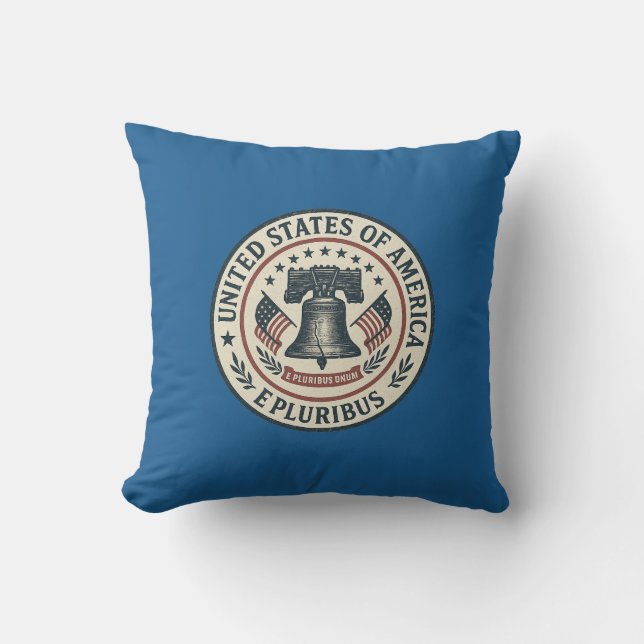 Almofada Liberty Bell Seal - Vintage "E Pluribus Unum" (Frente)