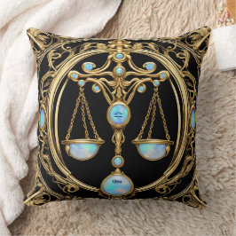 Almofada Libra Escala, Opal e Zodíaco Personalizado Dourado
