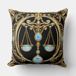 Almofada Libra Escala, Opal e Zodíaco Personalizado Dourado