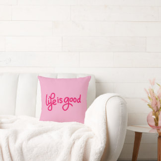 Almofada Life Is Good Quote Pillow Light Pink Aesthetic C