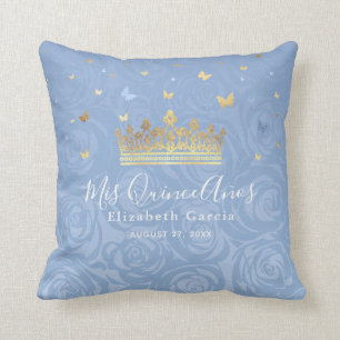 Almofada Light Baby Blue e Dourada Rosa Mis Quince Anos