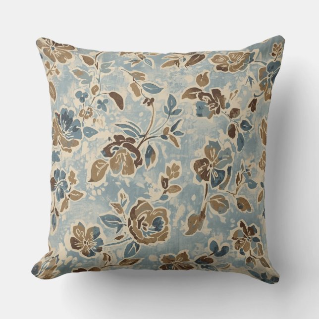 Almofada Light Blue Brown Cottage Floral (Frente)