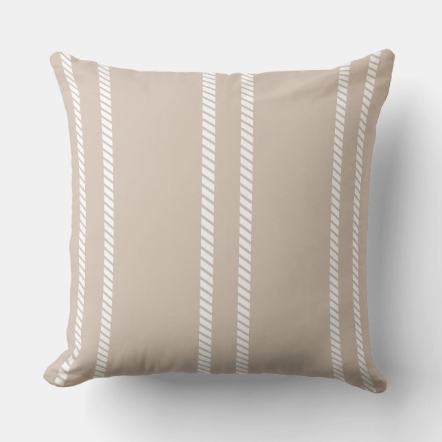 Almofada Light Brown with Stripes Throw Pillow (Frente)