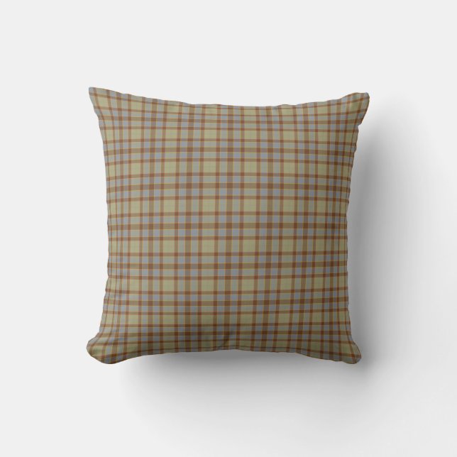 Almofada Light Green Blue Brown Plaid Tartan (Frente)