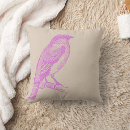 Almofada Lilac Bird Illustration Tan Travesseiro decorativo