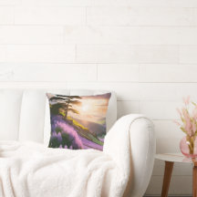 Lilac Flowers Bloom em Hill no Sunset Glow