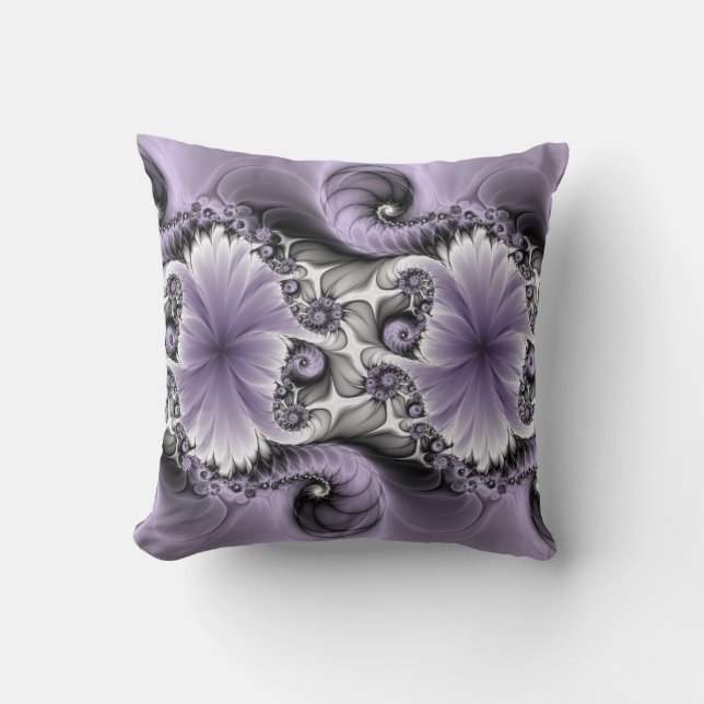 Almofada Lilac Illusion Abstrato Floral Fractal Art Fantasy (Frente)