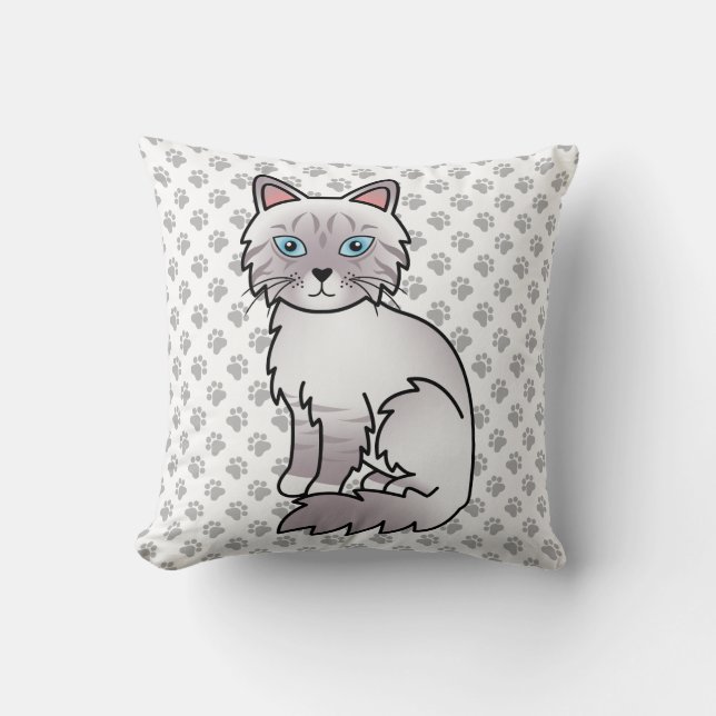 Almofada Lilac Point Tabby Birman / Ragdoll Gato Fofo & Pat (Frente)