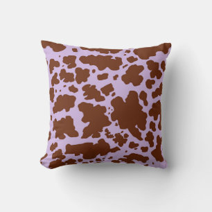 Almofada Lilac Roxo Moderno e Impressão de Vaca Marrom