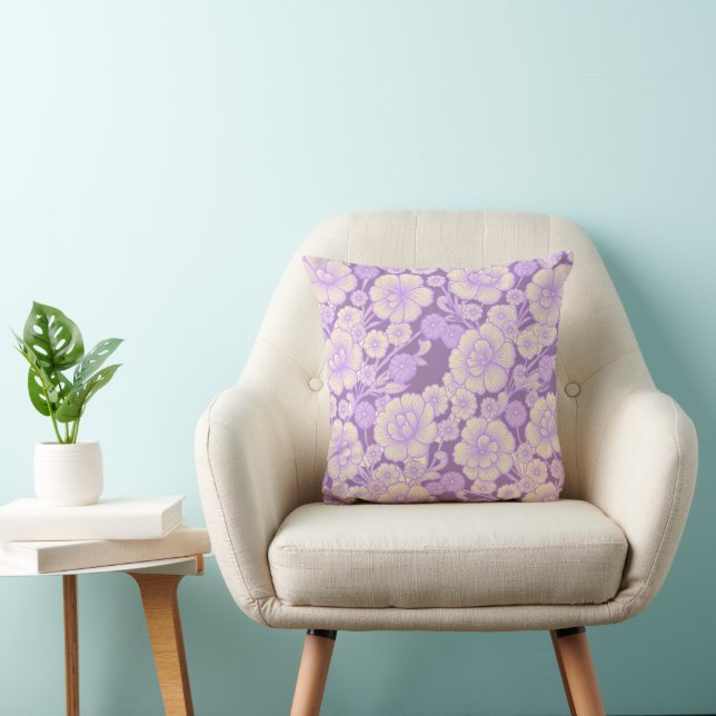 Almofada Lilás 💜 Floral Barroco (Cadeira)