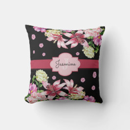 Almofada Lily e Peony Floral Black