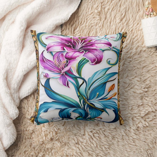 Almofada Lily Trabalho de arte Elegante Com Cores Vibrantes (Cobertor)