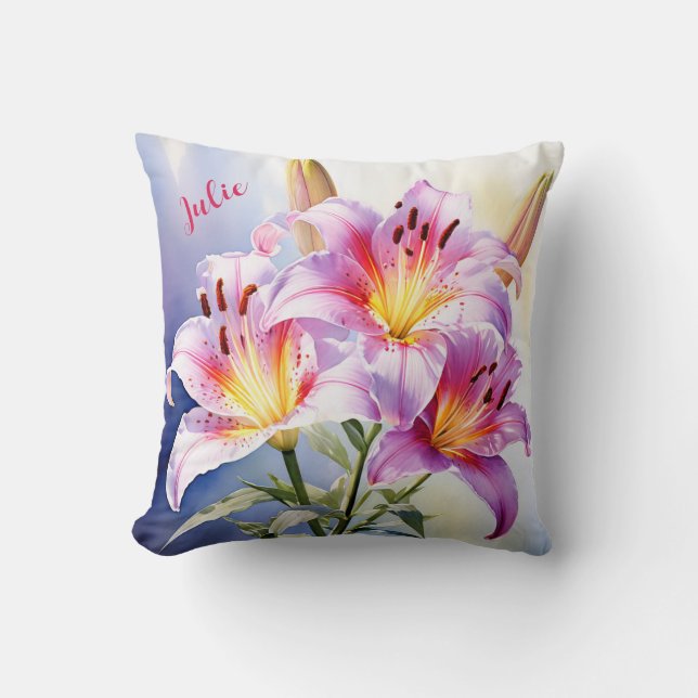 Almofada Lily Watercolor Personalizada (Frente)