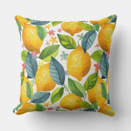 Almofada limão em padrão amarelo