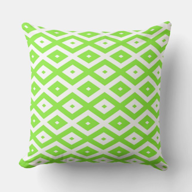 Almofada Lime green and white diamond pattern (Frente)