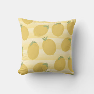 Almofada Limões Amarelos Frutas de Verão Listra Aquarela Di