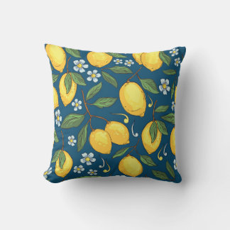Almofada Limões Amarelos: Padrão de Fruta Tropical.
