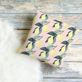 Almofada Limões de Aquarela e Padrões Amarelos Sem Costura