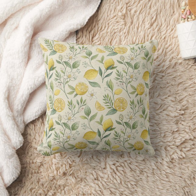 Almofada Limões e Flores - Travesseiro decorativo (Cobertor)