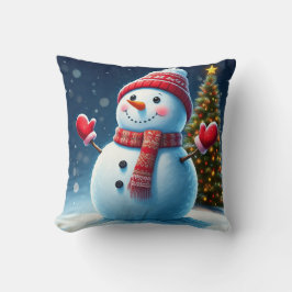 Almofada "Linda Charme de inverno: Árvores de Natal e Neves