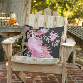 Almofada Linda cor rosa Pena Pavão Pavão Patio Floral