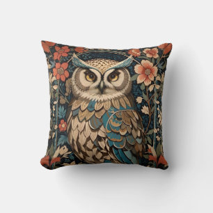 Almofada Linda Coruja Marrom William Morris Inspirou Floral