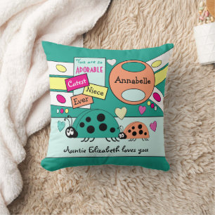 Almofada Linda e bonita sobrinha de cada vez ladybugs verde