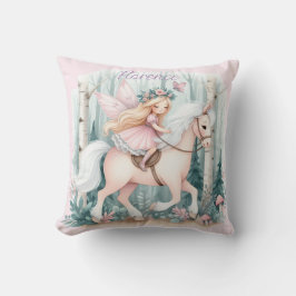 Almofada Linda fada cavalgando em uma floresta encantada