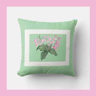 Almofada Linda Flor de Celulose Rosa Delicada com Bkgd verd