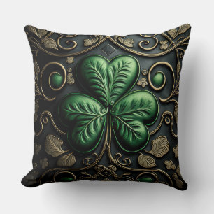 ALMOFADA LINDA INTRICAÇÃO DE SHAMROCKS VERDE IRLANDESES