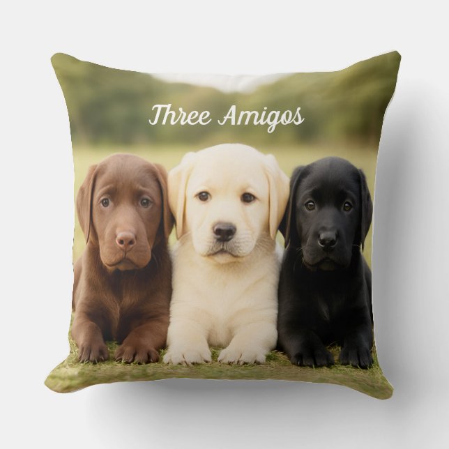 Almofada Linda Labrador Trio Puppy Personalizada (Frente)