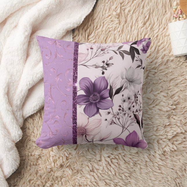 Almofada Linda lavanda e floral rosa (Cobertor)