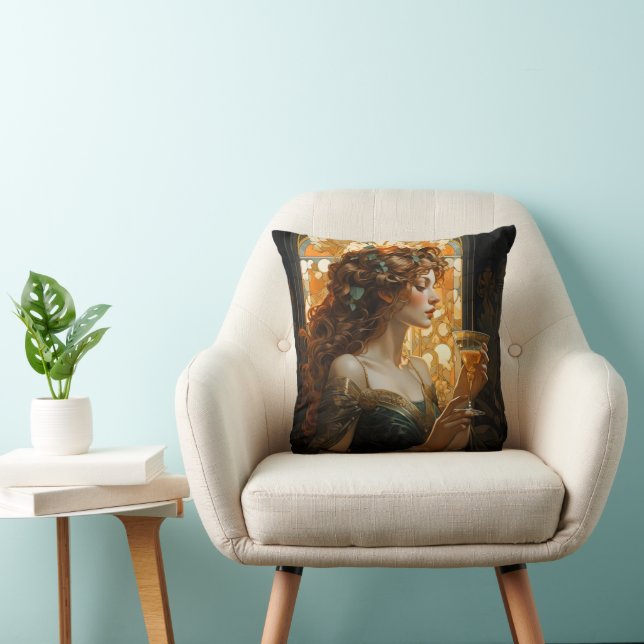 Almofada Linda Mulher Art Nouveau (Cadeira)