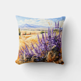 Almofada Linda paisagem de Sunny Watercolor Prairie