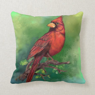 Almofada Linda pintura de pássaro vermelho Norte 