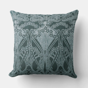 Almofada Linda, prata lacrimogênea, padrão art nouveau, f