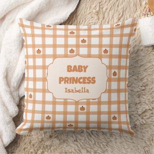 Almofada Linda Princesa Bebê Xadrez Abóbora