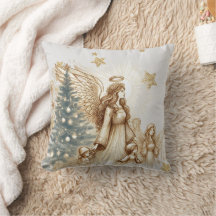 Linda Vintage Guardian Angel com crianças