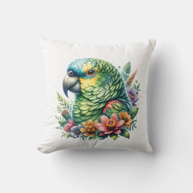 Almofada Linda Watercolor Amazon Parrot (Frente)
