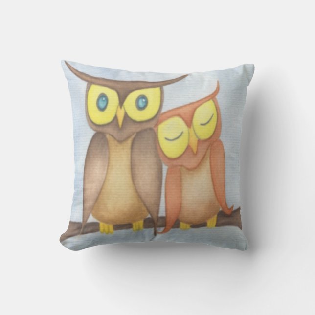Almofada Linda Watercolor Owl Lovers (Frente)