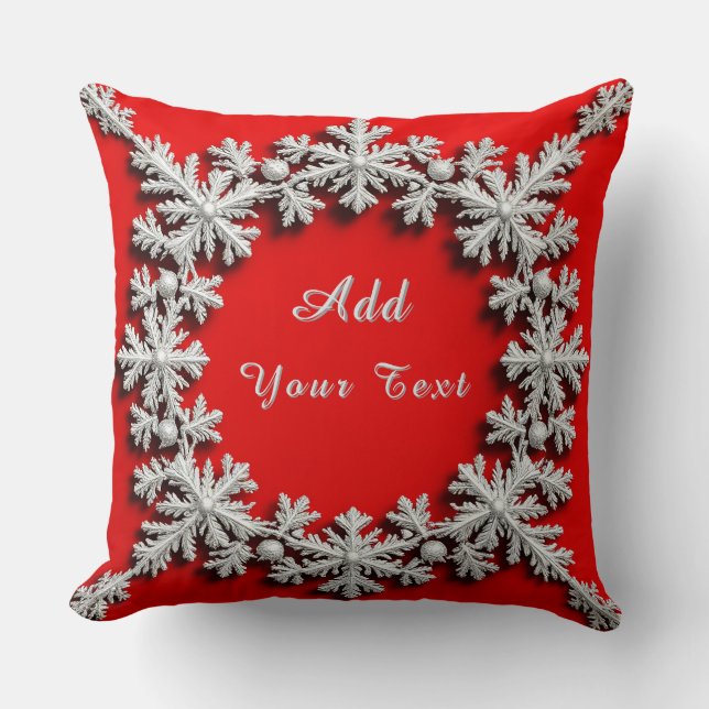 Almofada Lindas Decorações de Floco de Neve de Prata (Frente)