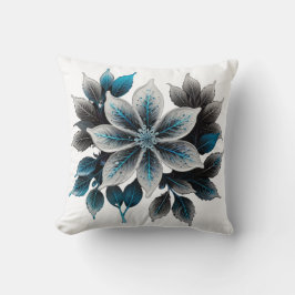 Almofada lindas flores e folhas de gelo