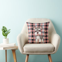 Lindo Cachorro Kawaii Schnauzer Xadrez Búfalo Rosa
