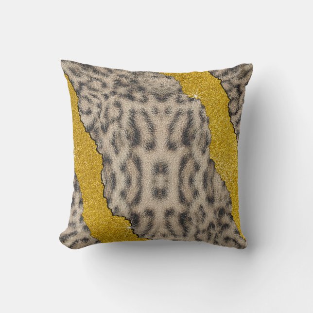 Almofada Lindo Couro de Leopardo da Neve com Estampa de Ani (Frente)
