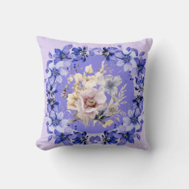 Almofada Lindo Jardim Floral Azul e Rosa Shabby Chic